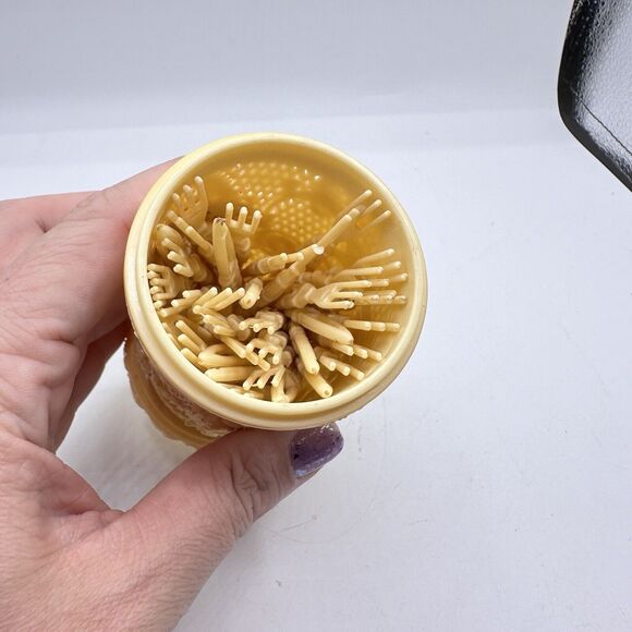 Vintage Hors D’oeuvre Fork Set In Celluloid Container Cocktail Rose lattice Tiki - Picture 16 of 16